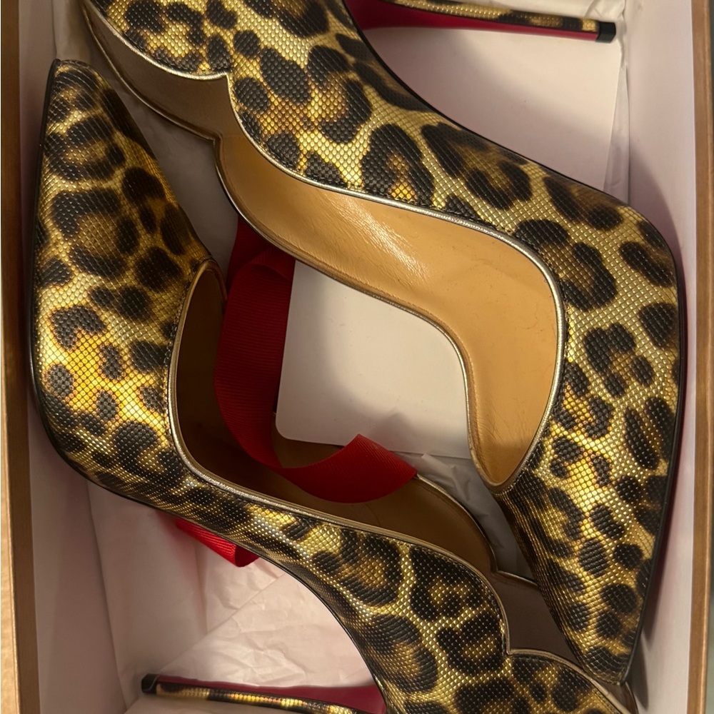Christian Louboutin Leopard Print Heels 40 with Box and Dust bag